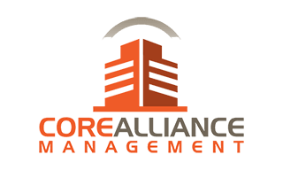 The orange and grey logo for Core Alliance, which provides San Fernando Valley property management
